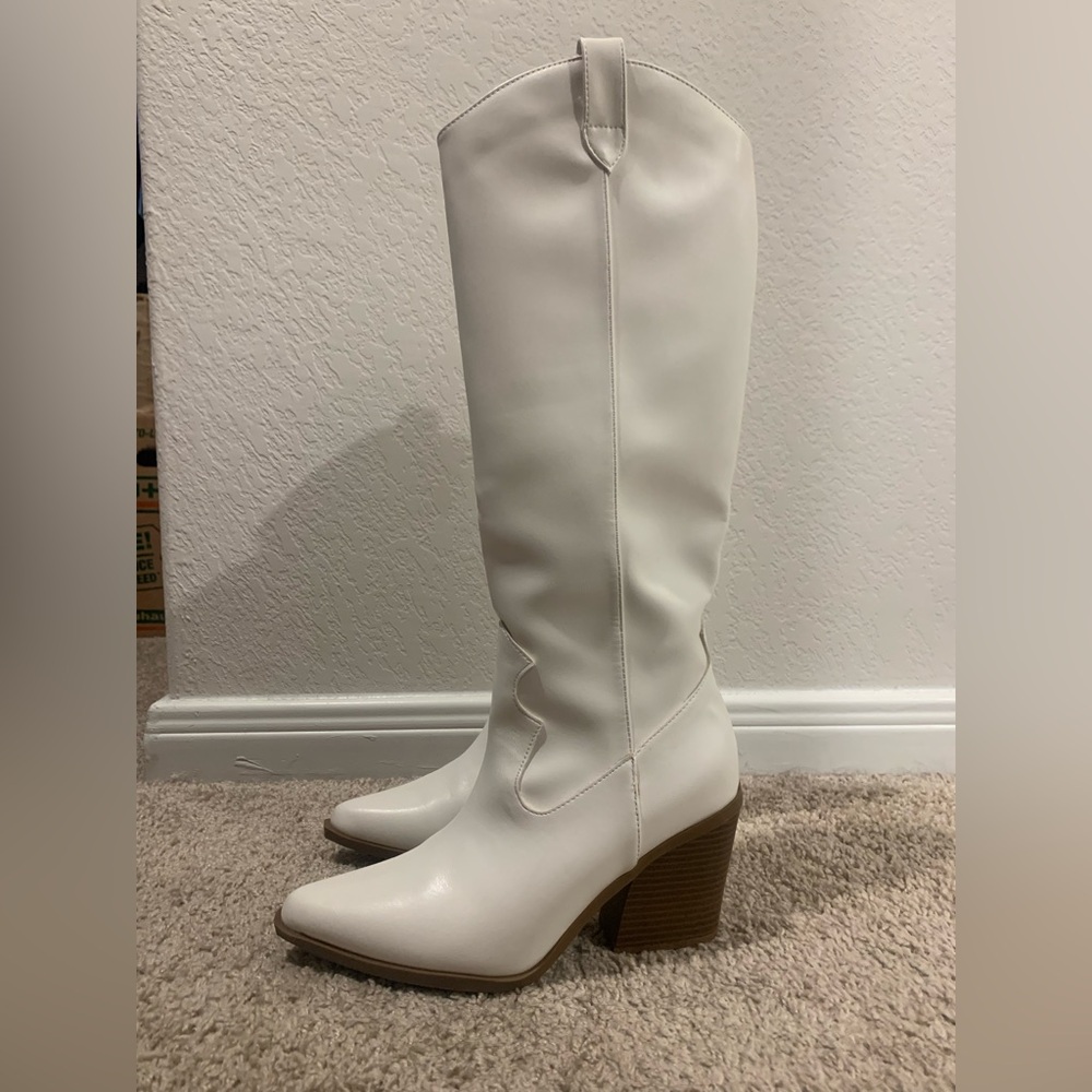 Cowgirl White Knee-High Boots